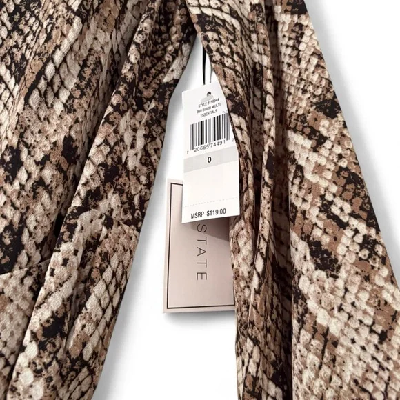 NWT 1.STATE Long Sleeve Ruffled Snake-Print Wrap Dress - Picture 6 of 6